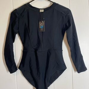 Black Long Sleeve One Piece Swimsuit